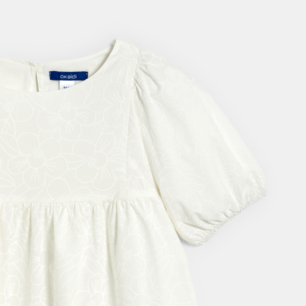 فستان بنمط بيبي دول أبيض سادة للفتيات